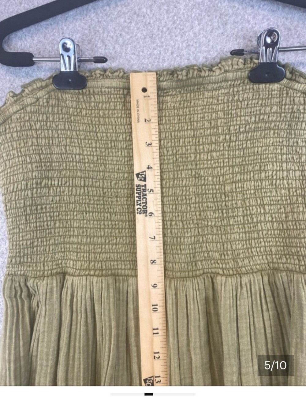 By Anthropologie S Olive Green Strapless Double Gauze Maxi Dress Boho Tiered - Picture 5 of 10